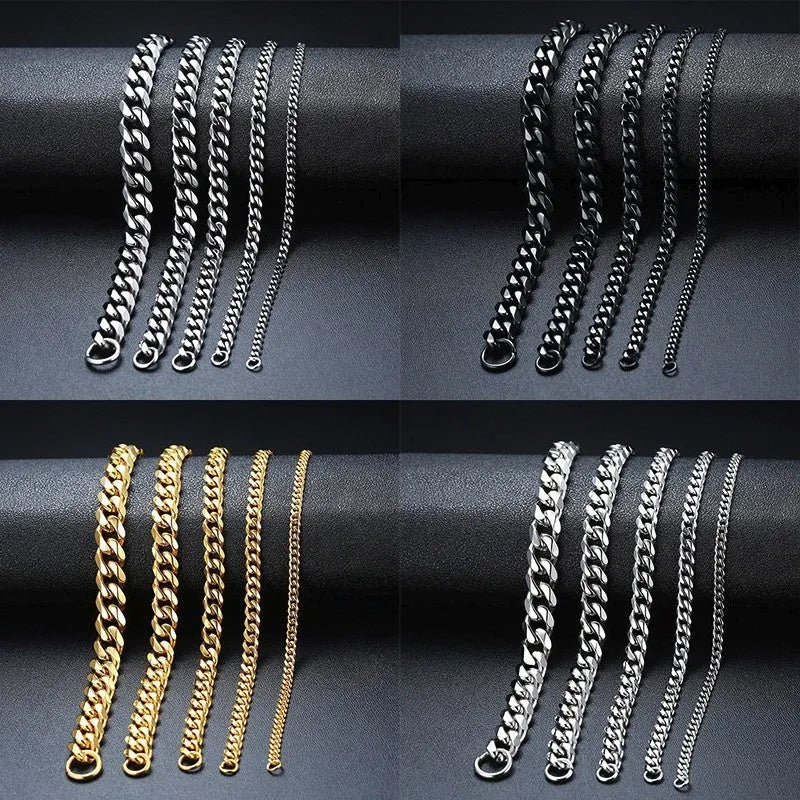 Six-sided geometric link metal bracelet in gold colour on a wrist.