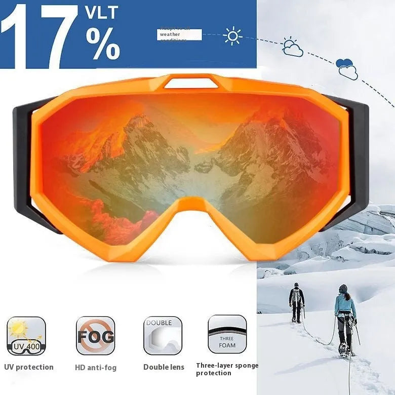 Motorcycle goggles in various colours with double-layer anti-fog lenses and storage cloth bag