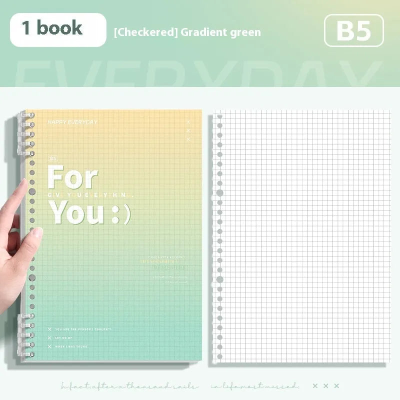 Removable coil gradient notepad with PP cover in blue, green, pink, and purple colours