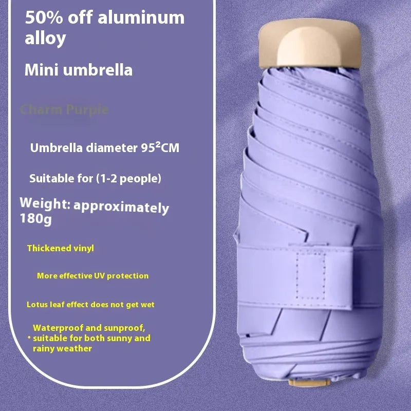 Gradient vinyl five-fold umbrella with alloy bones in multiple colour options