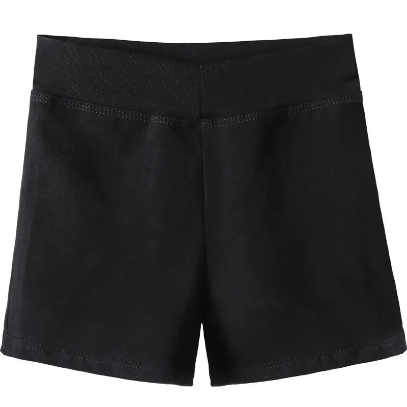 Women's solid black cotton ballet practice shorts for dance exercise with Asian sizing options