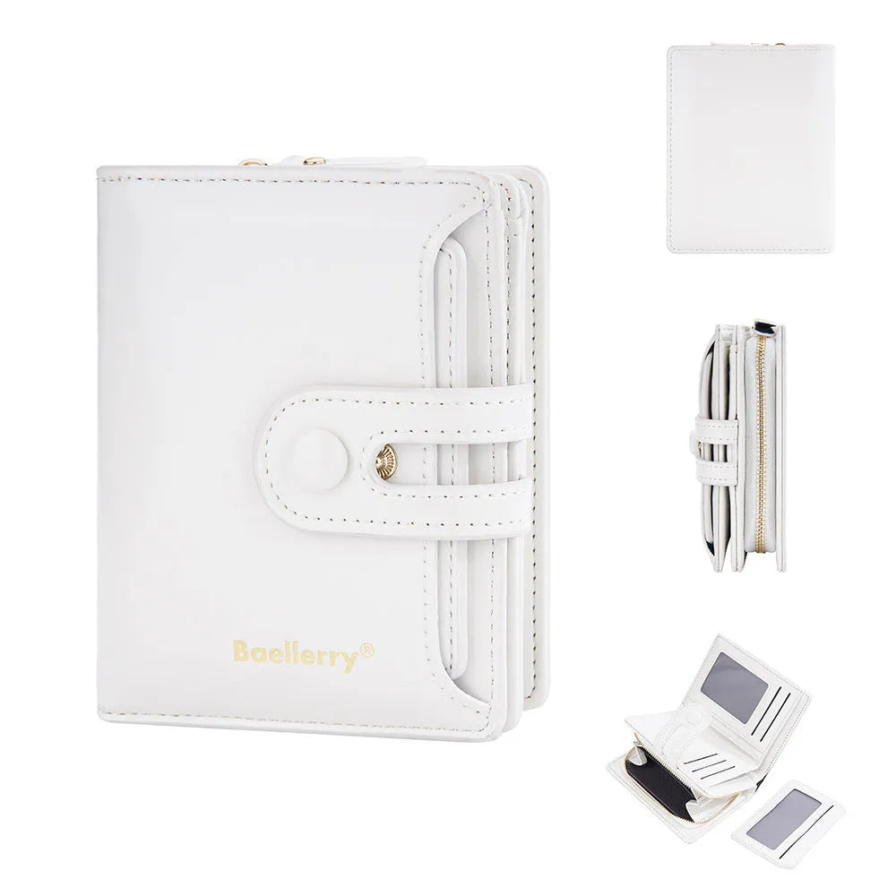 Women's PU leather card holder wallet shown in one of eight available colours.