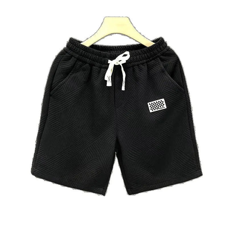 Men's casual sports shorts in polyester micro-elastic fabric available in white, black, or green