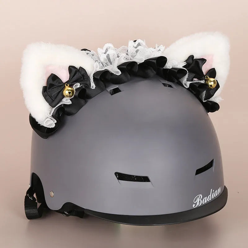 Plush fabric ski helmet decoration with cartoon design for winter gear customisation
