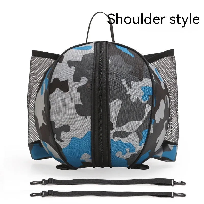 Black Oxford cloth basketball bag with a 9-litre capacity shown with both one-shoulder and two-shoulder strap options.
