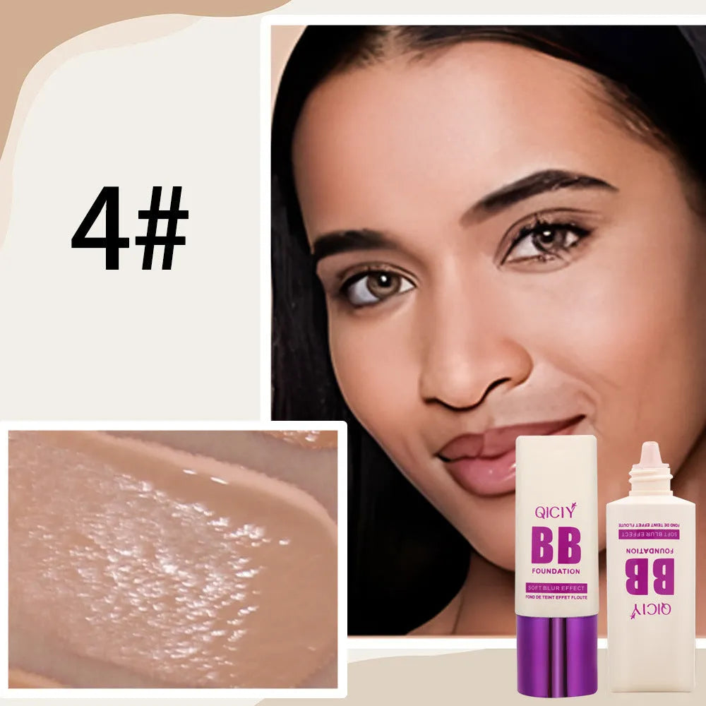 Feeding bottle format BB cream with applicator in 10 shade options for brightening coverage