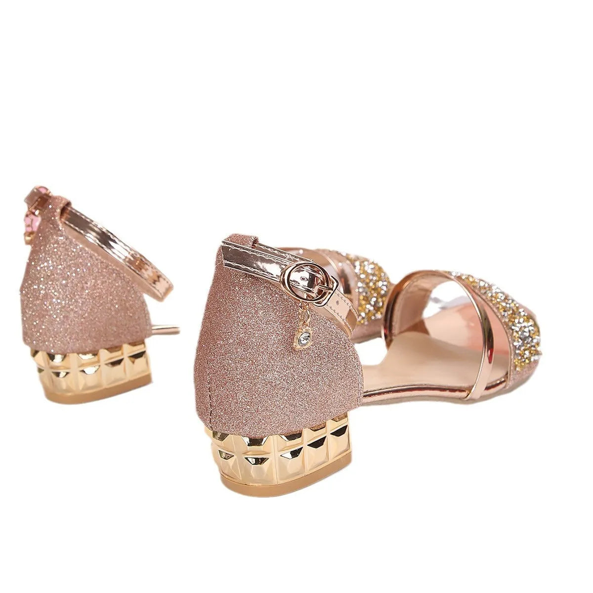 Women's black plus size Roman style sandals with rhinestones, buckle strap, and fish mouth toe.