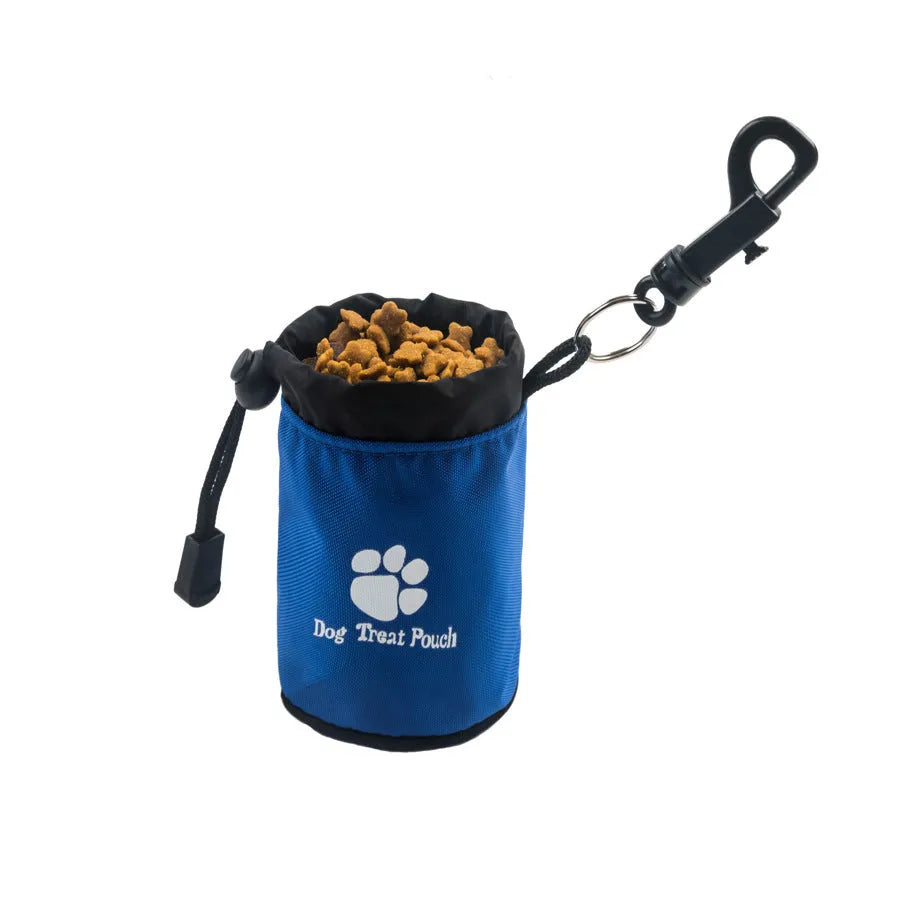 Mini nylon pet training snack bag in solid colour options: red, green, black, blue.