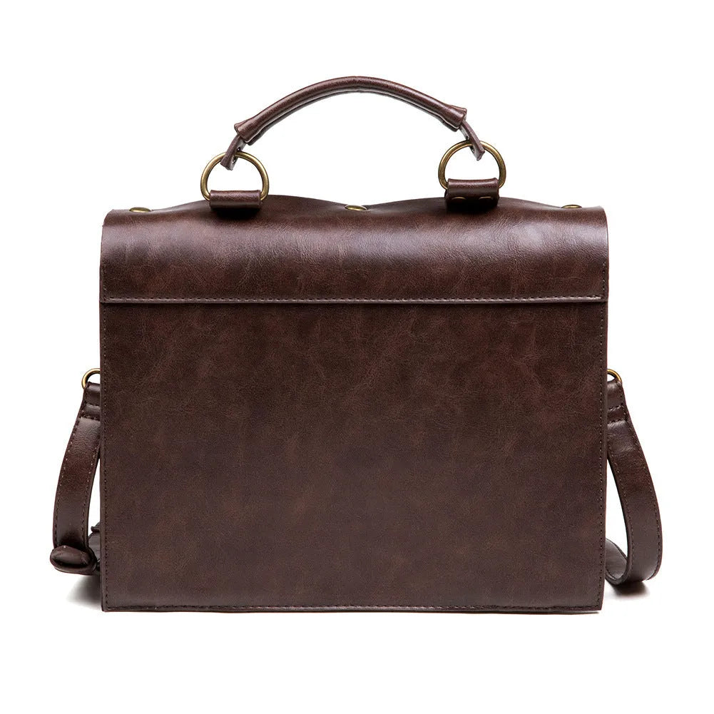 Bronze steampunk industrial retro shoulder bag with pillow shape and metal details