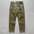 Men's straight fit cotton casual trousers in American retro style showing grey, army green, and khaki colour options