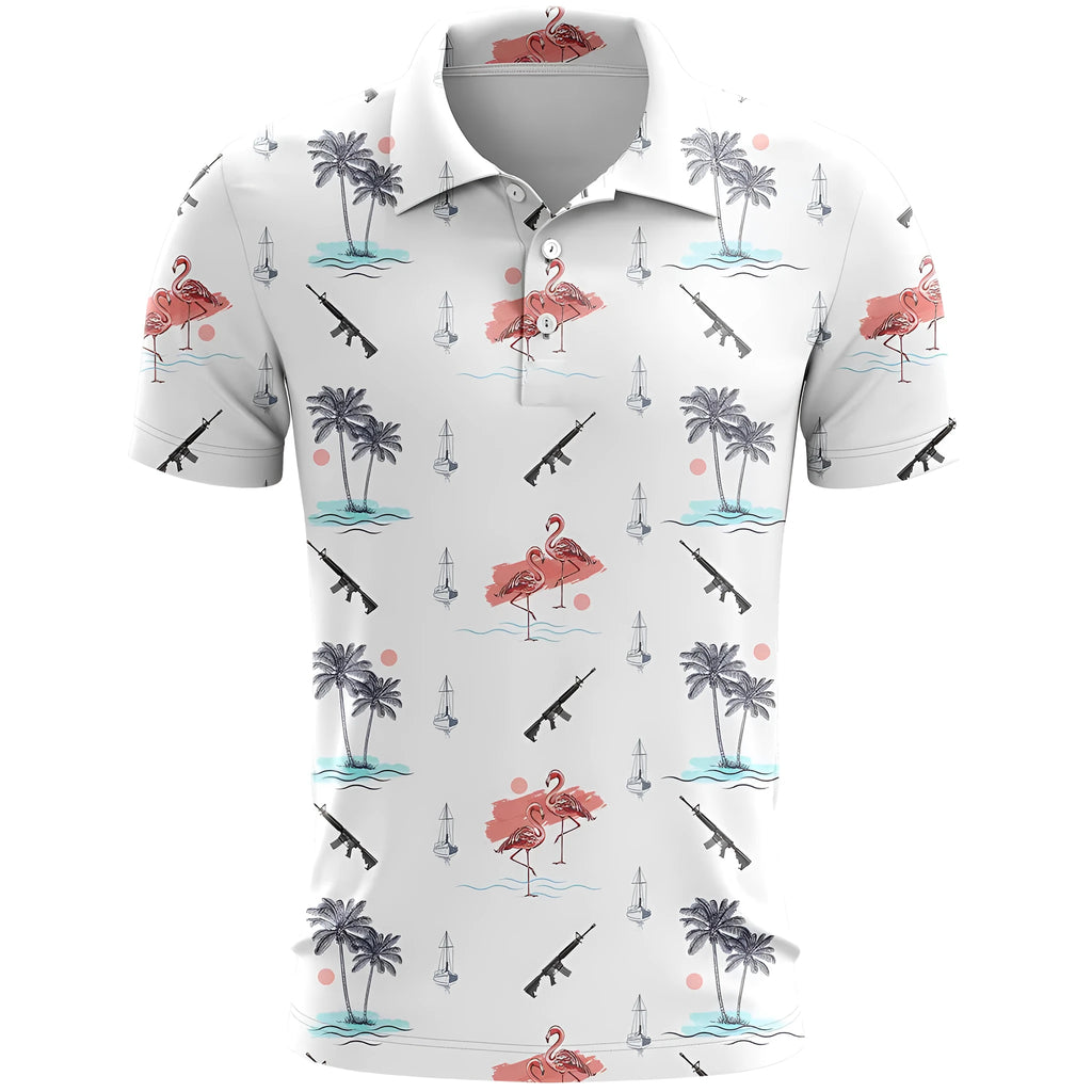 Men's 3D printed sports short sleeve top in loose fit with colour pattern