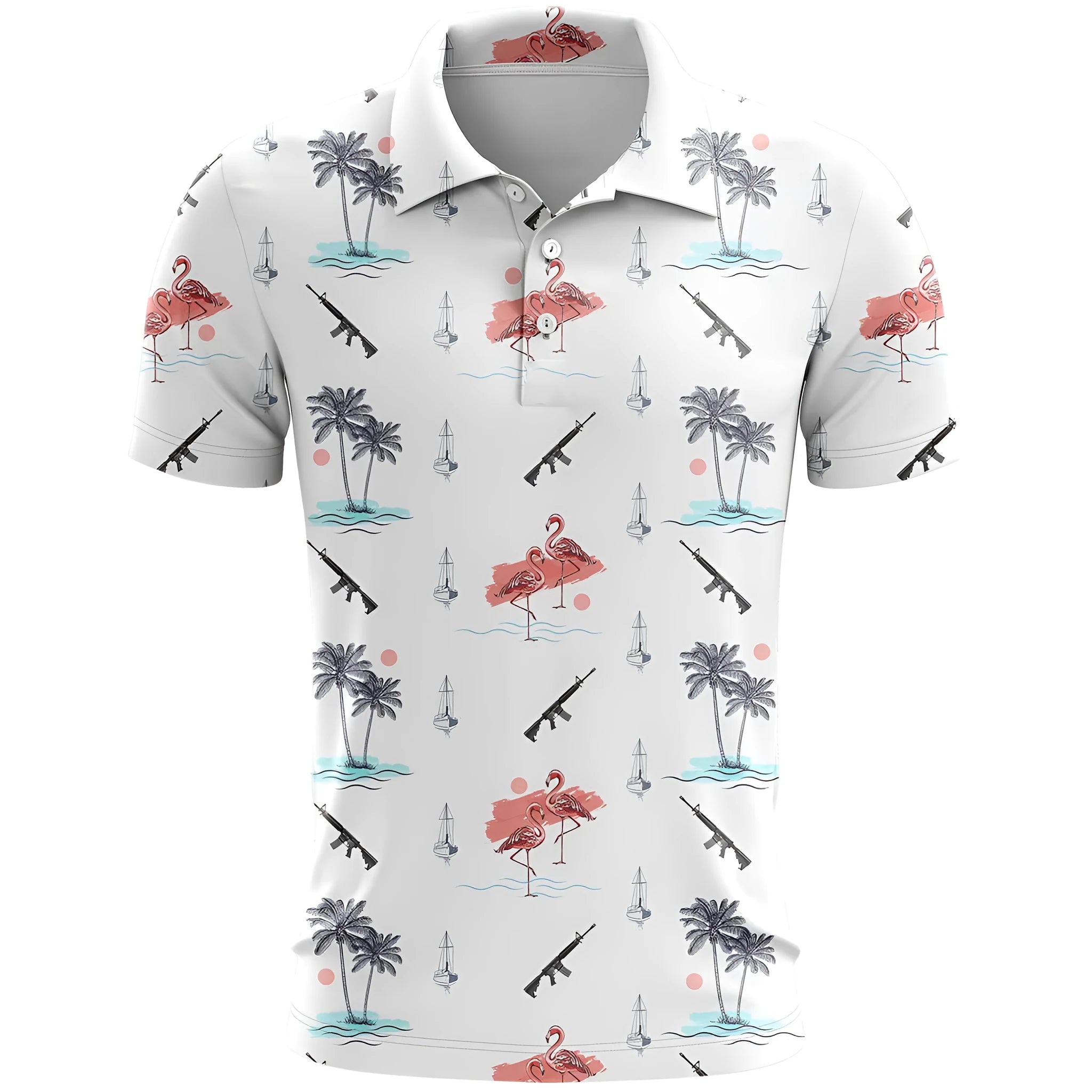 Men's 3D printed sports short sleeve top in loose fit with colour pattern