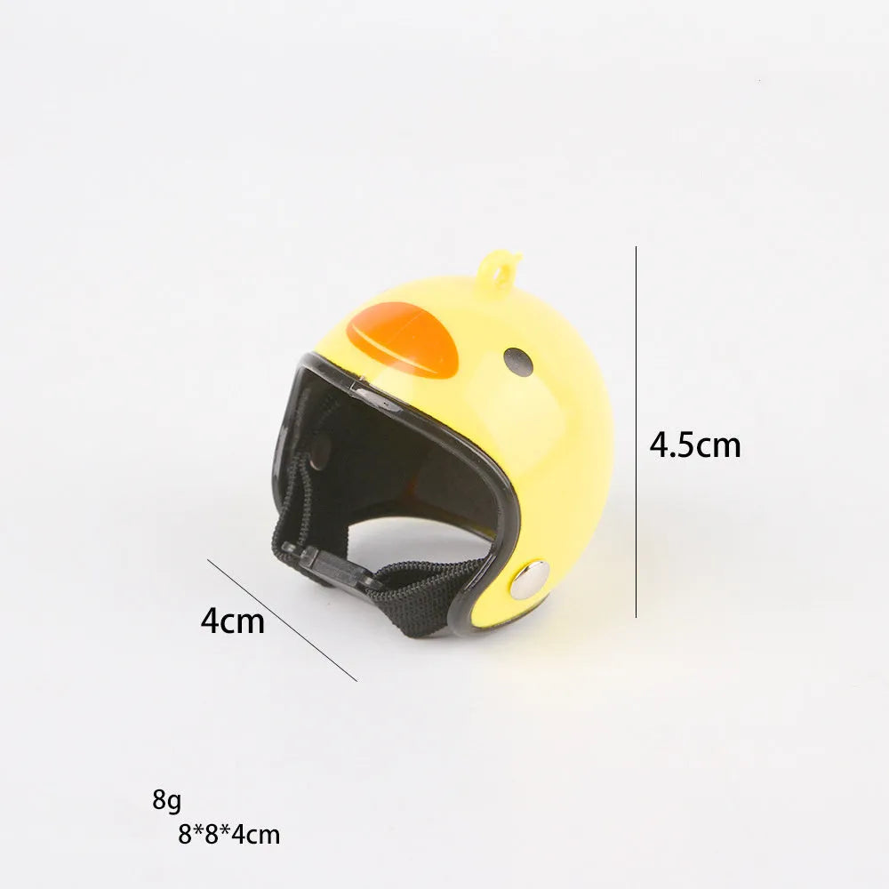 Adjustable pet helmet for small chickens and birds with elastic bands and costume designs