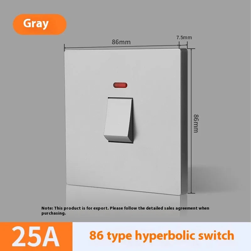 Water heater air conditioner high-current switch with light panel in curved rack design