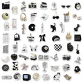 61 black and white simple style PVC waterproof stickers for laptops and phones