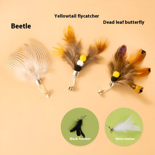 Three steel wire cat toy replacement heads in a small flying insect design on a white background.