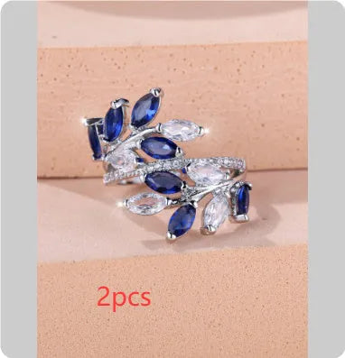 Adjustable copper leaf ring with horse eye zircon stone in multiple colour options