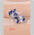Adjustable copper leaf ring with horse eye zircon stone in multiple colour options