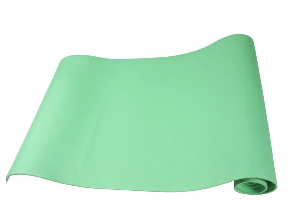 Super soft EVA yoga mat in blue showing texture and thickness