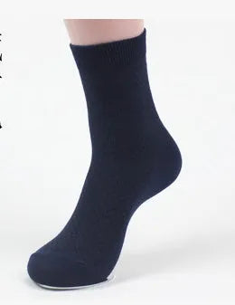 Men's bamboo fibre business socks with small square pattern in five colour options.