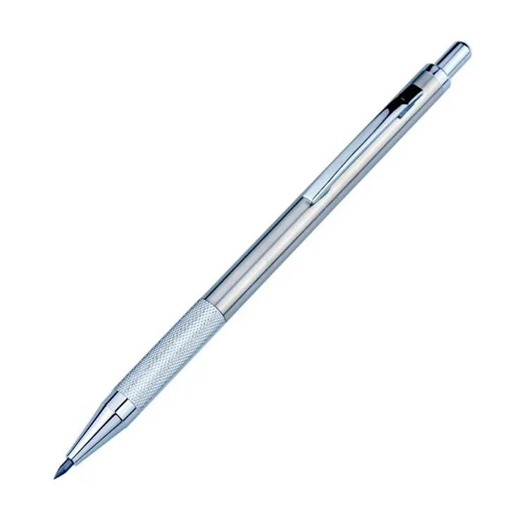 Metal automatic mechanical pencil shown with selectable lead size options including 0.5mm and 2.0mm.