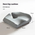 Black memory foam office chair cushion with dimensions 36x40cm on a grey desk chair