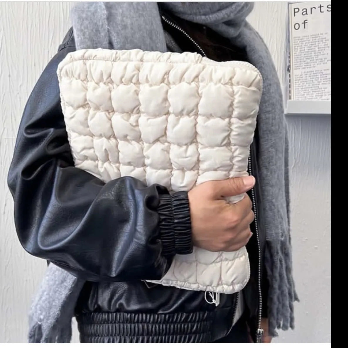 Black and white nylon laptop bag with cloud cotton storage compartments for 11-inch to 15.6-inch devices
