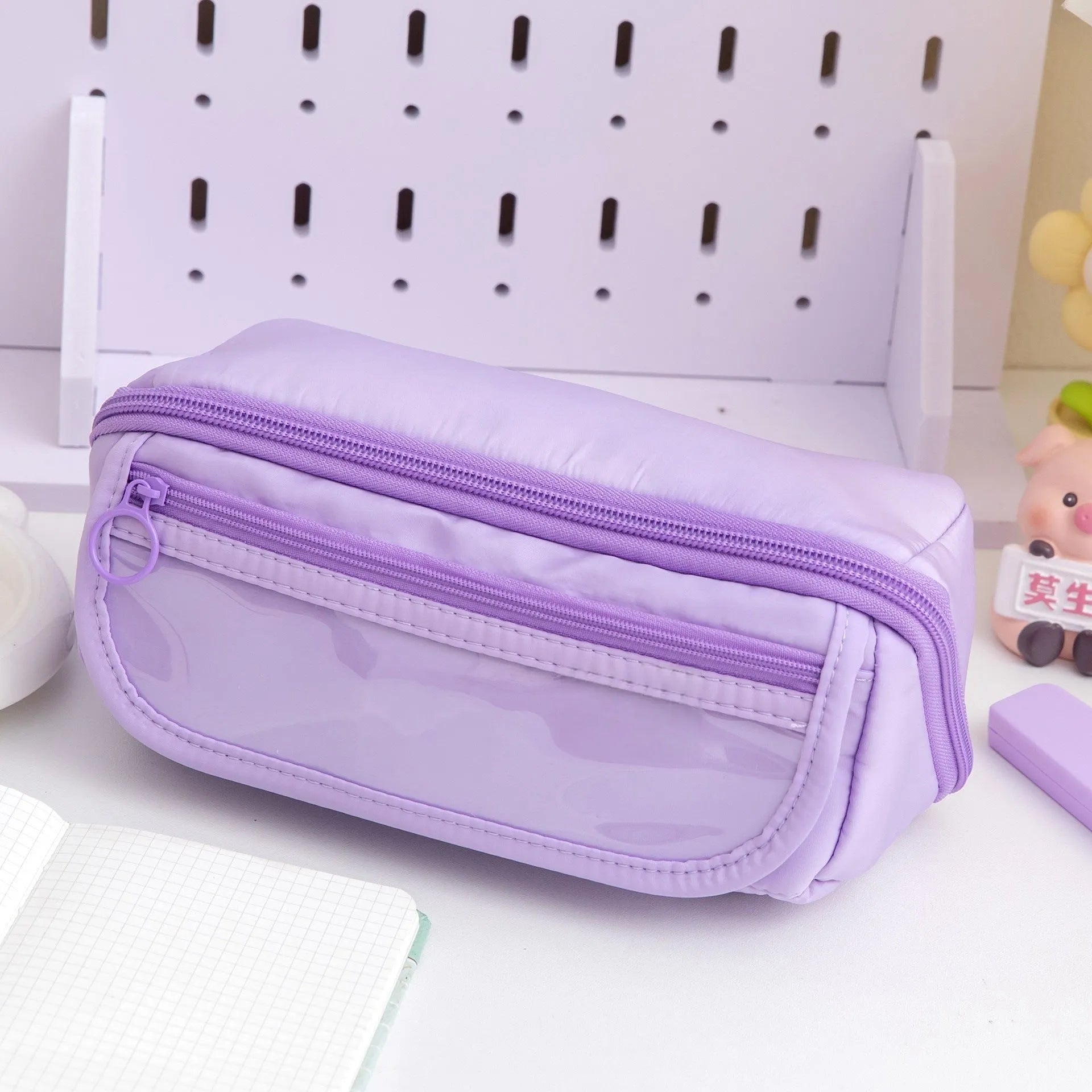 Ten-layer flip canvas pencil case in Korean style with multiple compartments
