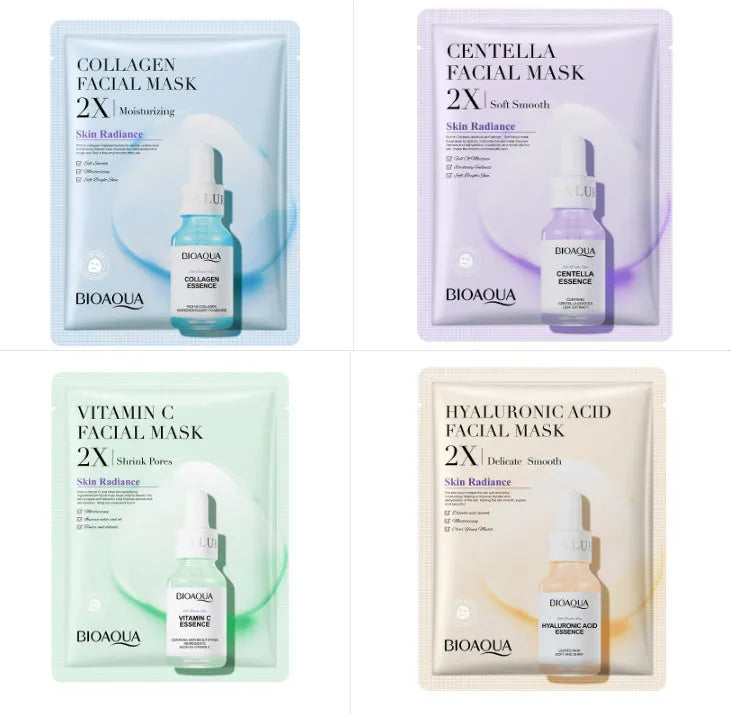 Single white collagen and hyaluronic acid facial sheet mask, 30g gel treatment.