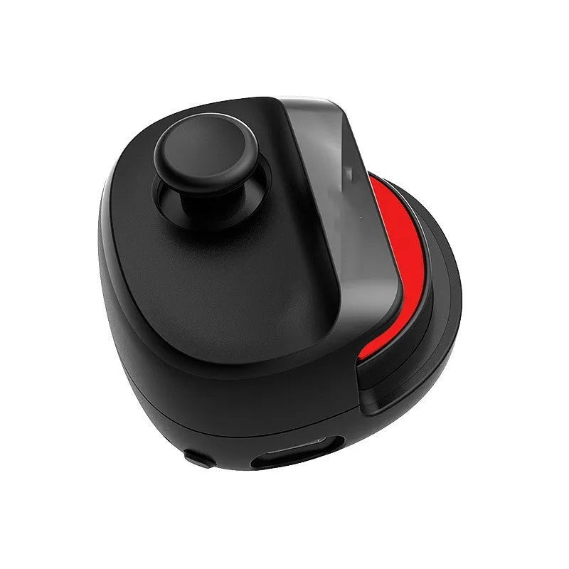 Black and white USB game stick controller showing compact size and joystick design.