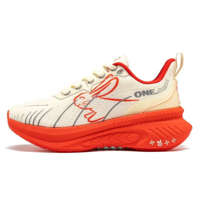 Low top running shoes with striped pattern, embroidery details, and rubber sole in multiple colour options