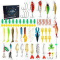 Blind box containing 24-piece metal Christmas fishing set with rod and tackle accessories in 01 style finish