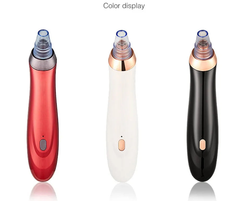 Electric blackhead removal device with multiple nozzle attachments for facial pore cleaning