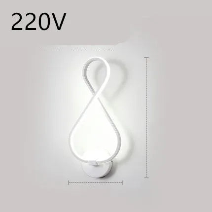 Minimalist Nordic-style LED wall lamp mounted on a wall, shown in a black finish with a soft glow.