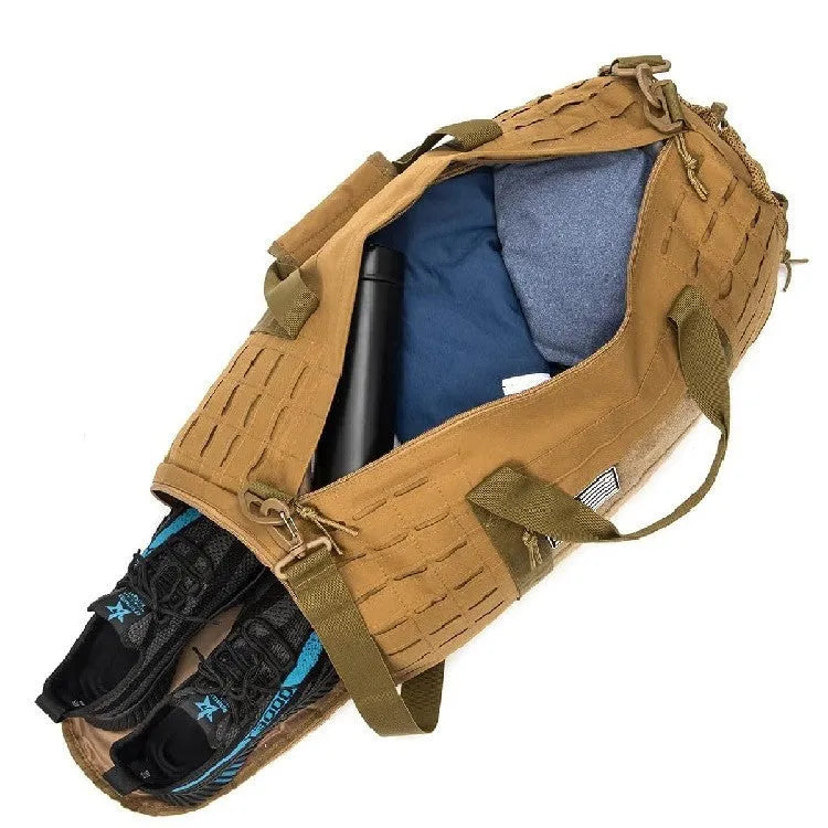 Men's khaki waterproof Oxford cloth sports handbag with air pillow belt, 56cm capacity
