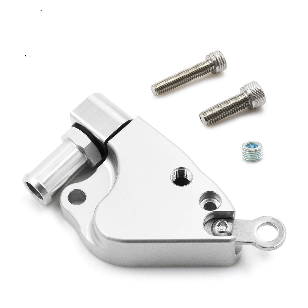 Aluminium intake manifold coolant adapter for Honda K20 K24 engines showing connections