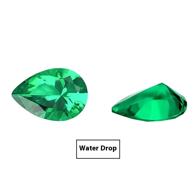 Columbia green synthetic emerald loose gemstone in round and rectangular emerald cut shapes