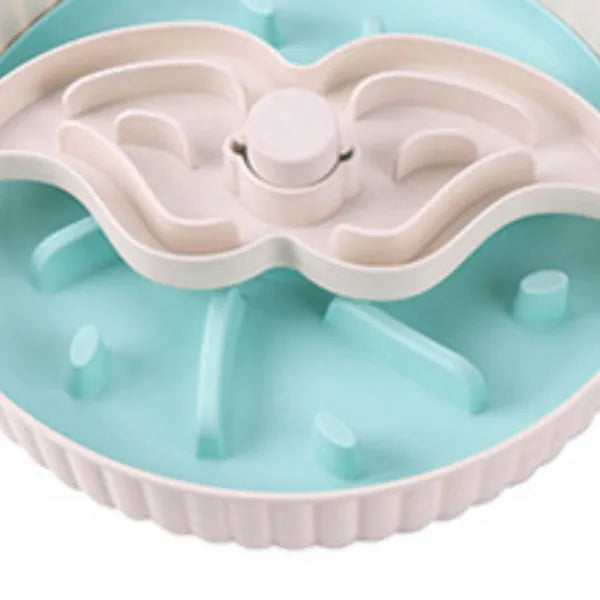 Pet rotating game board feeding bowl with slow food licking mat and anti-choke silicone base pad in beige colour