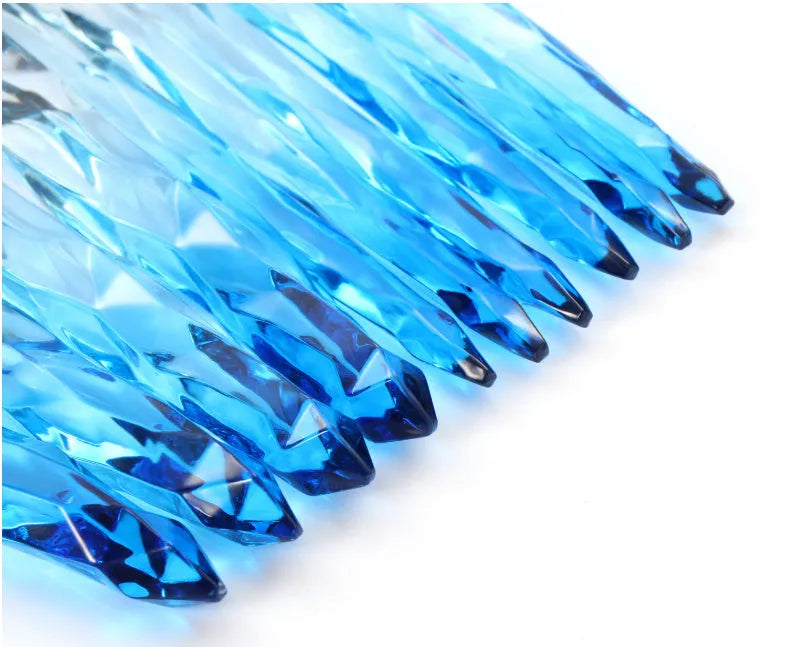 10 foundation brushes with crystal diamond handles in four colours: black, blue, red, and yellow