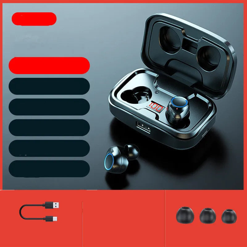 Wireless in-ear headphones with Bluetooth 5.0 in black, blue, and red colour options