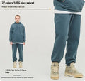 Men's solid colour velvet sweatpants with ankle banding in mid waist design