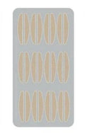 Box of no glue eyelid stickers in non-woven fabric showing L, M and S size options
