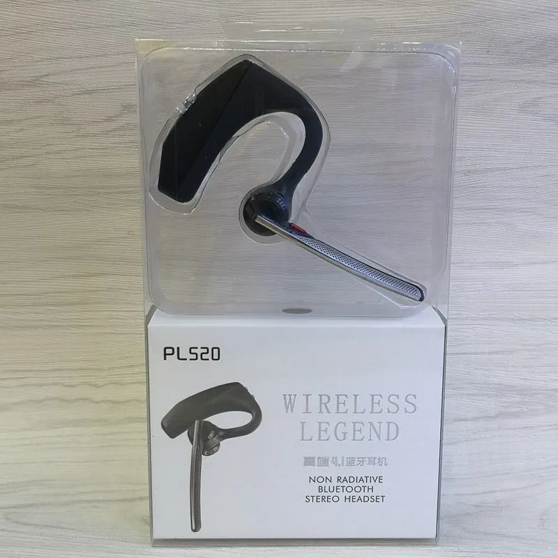 Black plastic Bluetooth sports headphones with a call function and battery display, shown with USB charging.