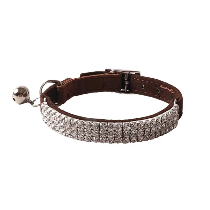 Soft flocking fabric cat collar with elastic buckle in six colour options