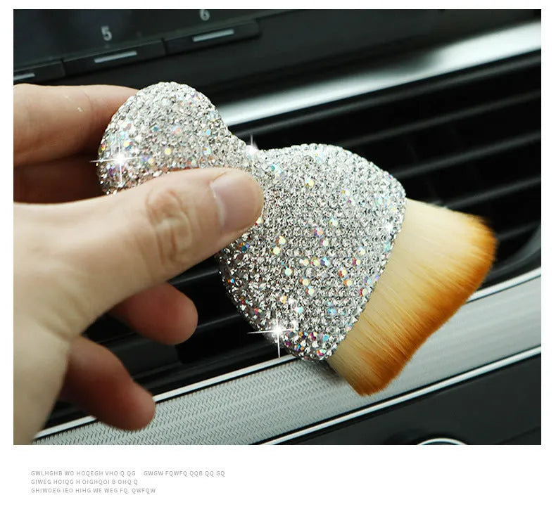 Car interior soft cleaning brush with flexible PVC construction and soft bristles for dashboard and vent dust removal