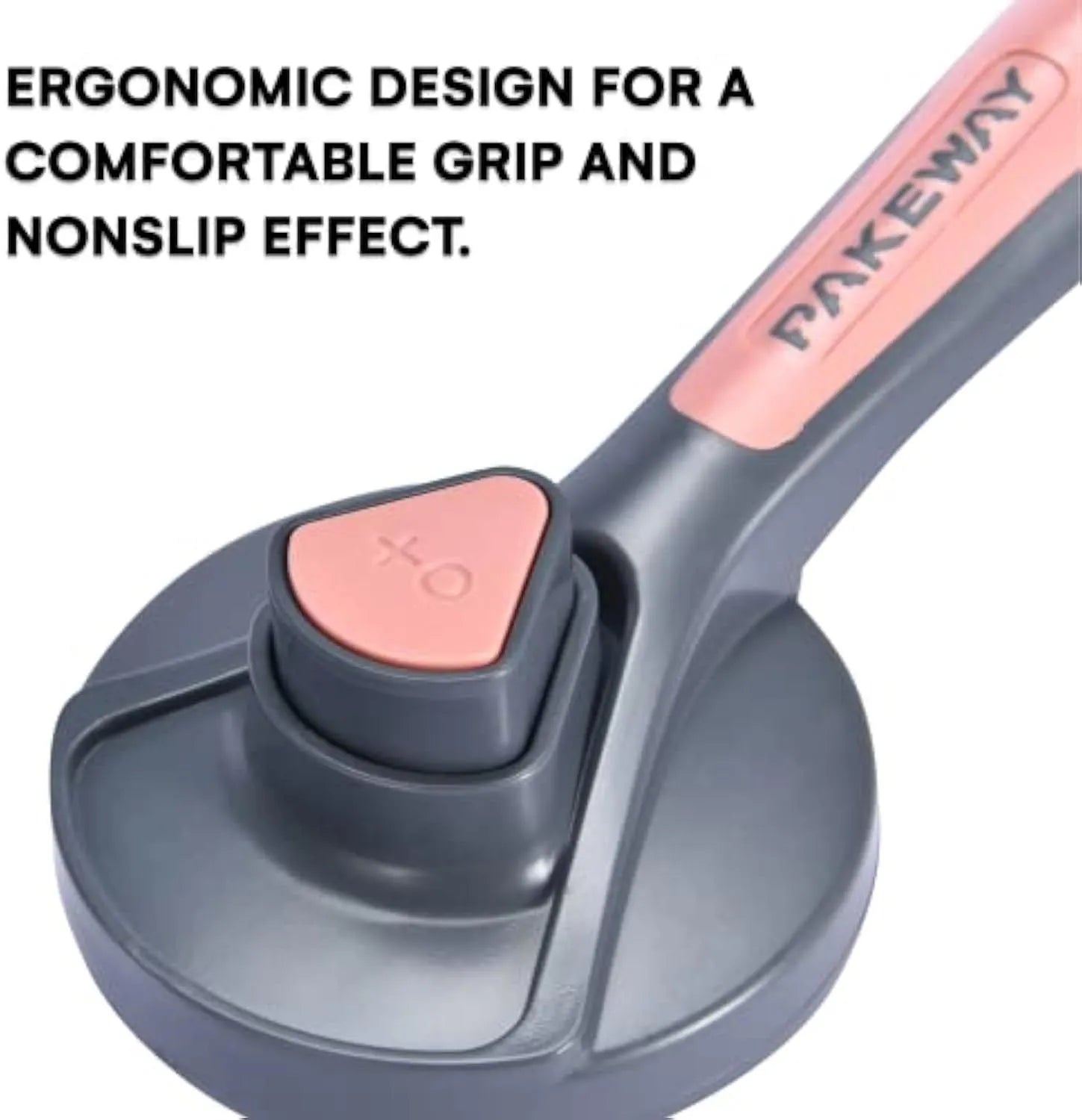 Grey green pink self-cleaning pet grooming brush with one-click button and comfort-grip handle