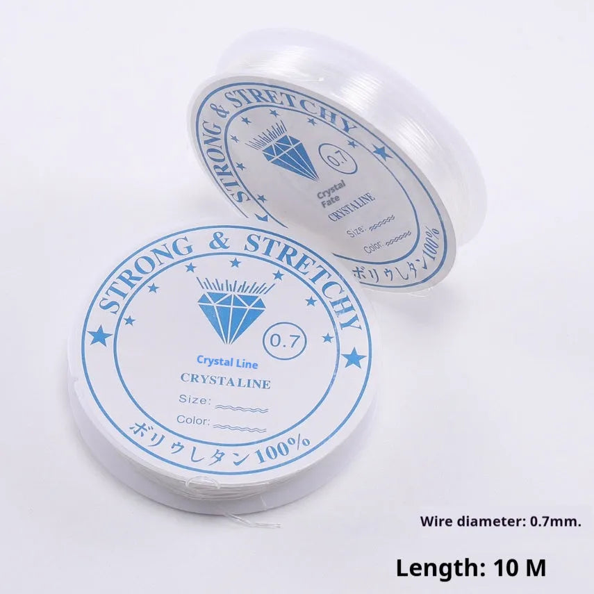 Transparent white crystal fishing line elastic cord reel for jewellery making and craft projects