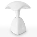 White modern LED bedside desk lamp with touch control on plastic base