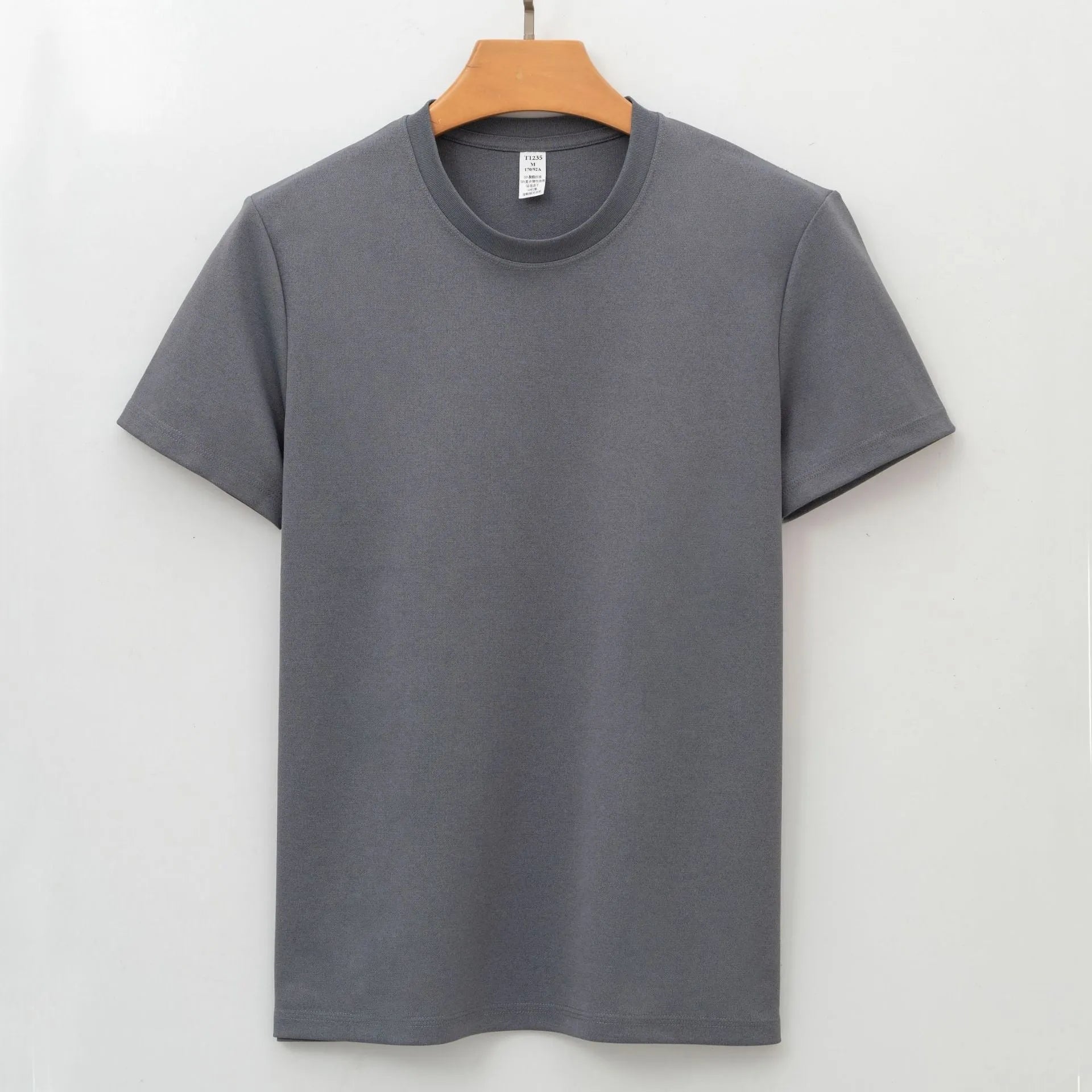 Men's antibacterial quick-drying short sleeve t-shirt in solid colour with straight cut design