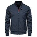 Men's thin solid-colour casual jacket in Army Green, black, or dark blue polyester.